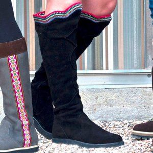 Inca Boot Company Electra Zora Knee High suede embroidered boots 8.5 COACHELLA